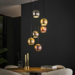 Suspensions / Lustres|RALF Luminaire vintage 6 lampes globes en verre