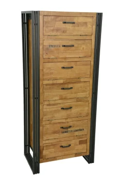 Meubles D'Entrée·Vestiaires|Meubles D'Entrée·Vestiaires / Meubles À Chaussures|Docker Meuble à chaussures hévéa recyclé naturel et métal noirci 8 tiroirs 132X40X91cm