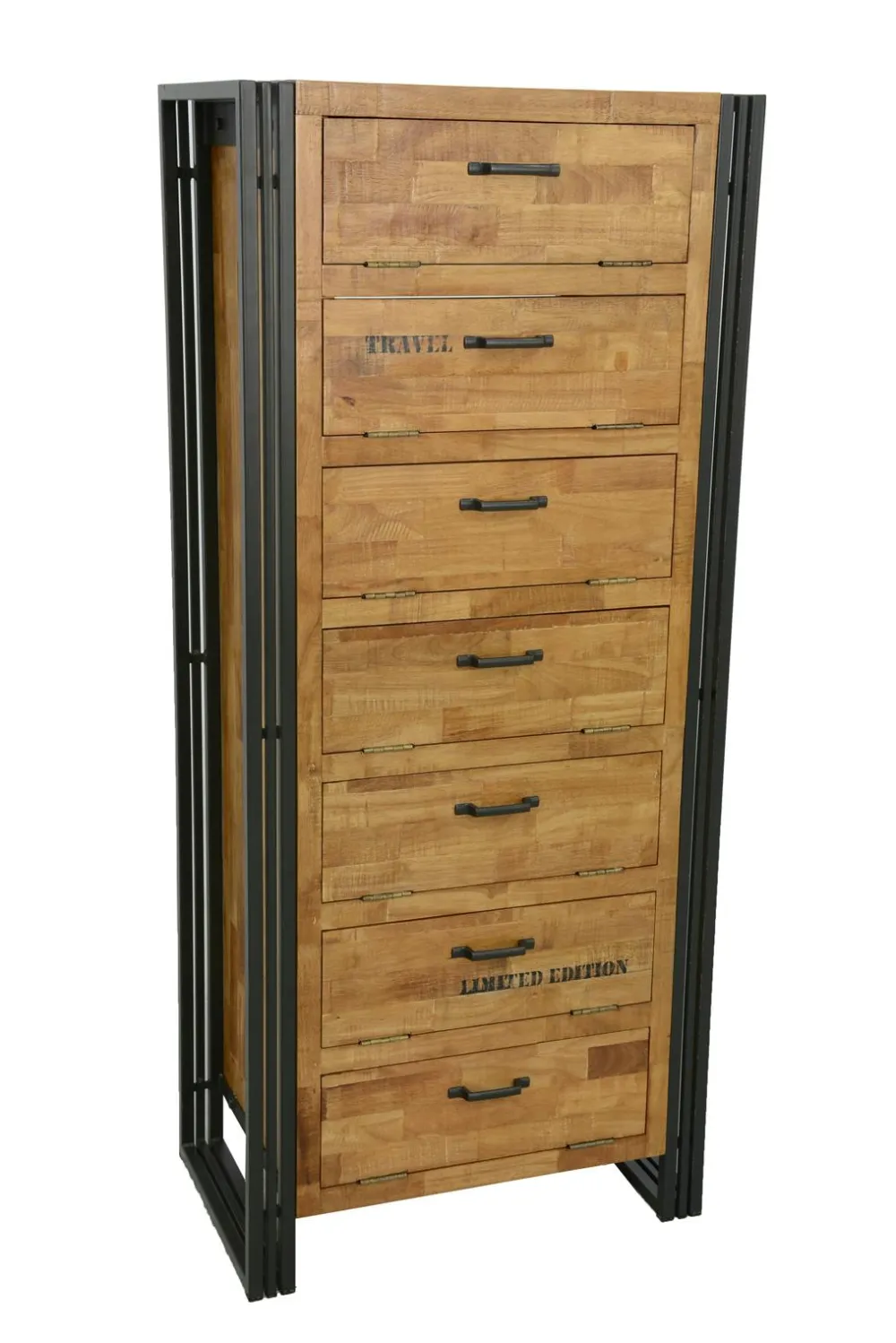 Meubles D'Entrée·Vestiaires|Meubles D'Entrée·Vestiaires / Meubles À Chaussures|Docker Meuble à chaussures hévéa recyclé naturel et métal noirci 8 tiroirs 132X40X91cm