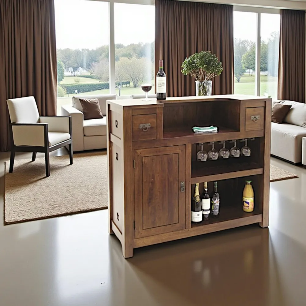 Meubles De Salle À Manger·Meubles Bar|Tessa Meuble bar hévéa 120x46x105cm