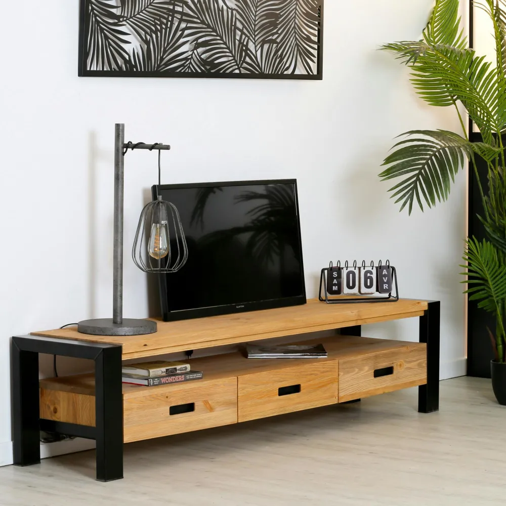 Meubles De Salle À Manger·Meubles Bar|Loundge Meuble bar pin massif brossé 2 tiroirs 126cm