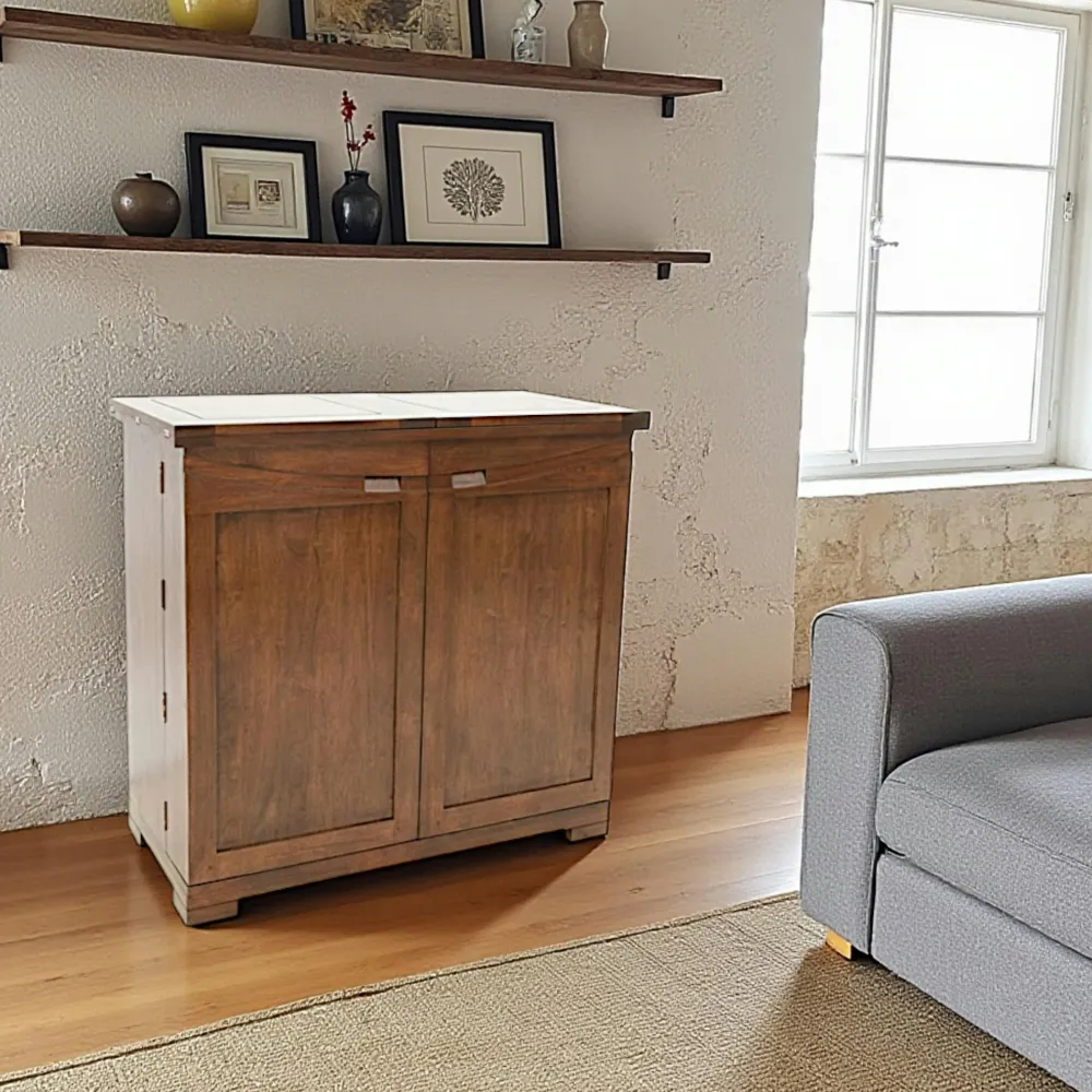 Meubles De Salle À Manger·Meubles Bar|Niagara Meuble de bar pliant Hévéa 2 portes, 2 tiroirs 110/220x54x104cm