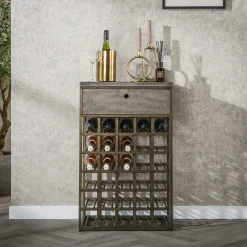 Meubles De Salle À Manger·Meubles Bar|RALF Meuble range-bouteilles vintage avec tiroir de rangement