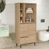 Meubles De Salle De Bains·Rangement Salle De Bains|JENA Meuble salle de bains moderne effet bois - 3 portes