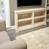 Meubles Tv En Bois|Tradition Meuble TV / Bibliothèque basse Hévéa 4 niches 150x35x80cm