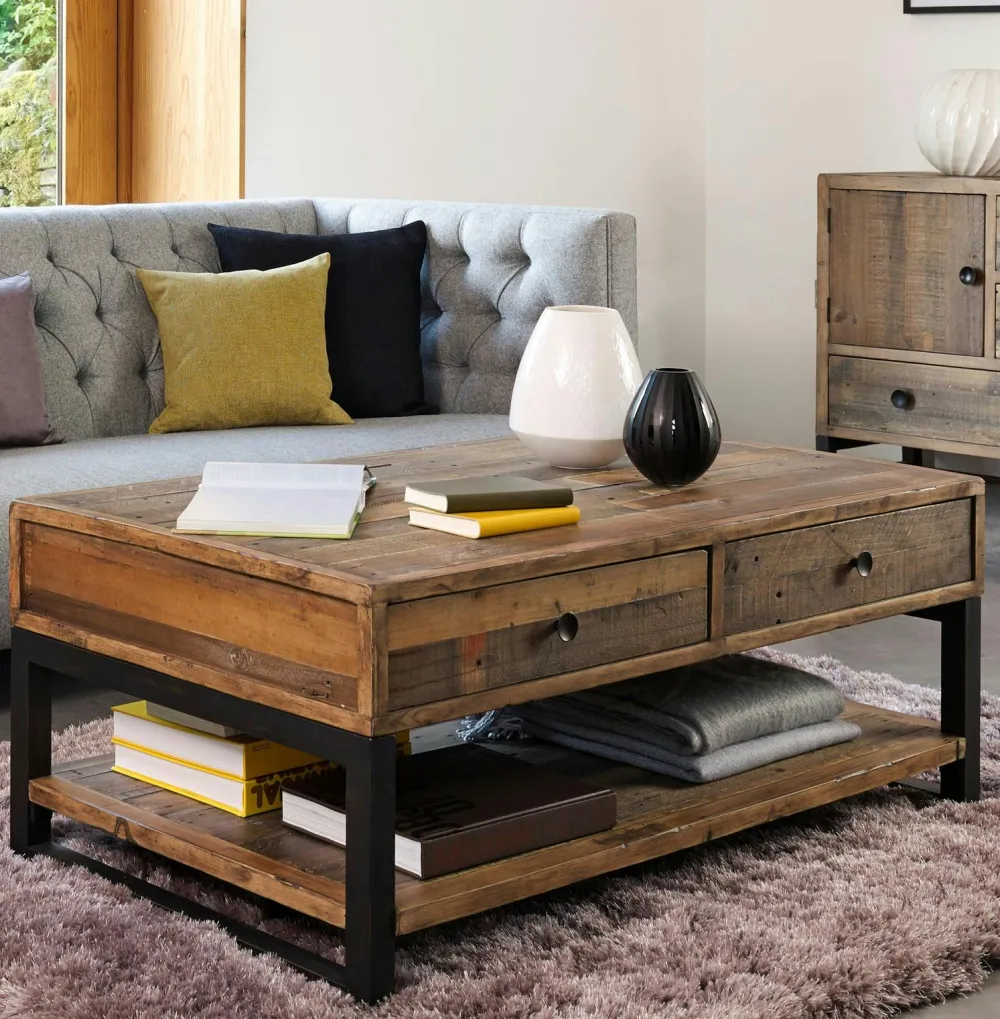 Meubles Tv En Bois|Swing Meuble tv à roulettes teck recyclé