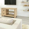 Meubles Tv En Bois|Helena Meuble TV 2 tiroirs hévéa 100x45x58cm