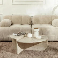 Meubles Tv En Bois|MARFA Meuble TV avec rangement - effet travertin