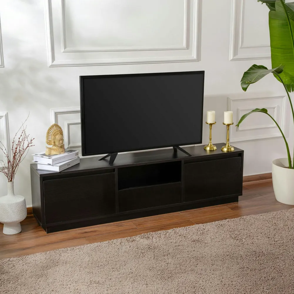 Meubles Tv En Bois|MARFA Meuble TV avec rangement - finition effet pin