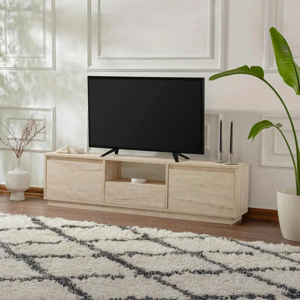 Meubles Tv En Bois|MARFA Meuble TV avec rangement - finition effet pin