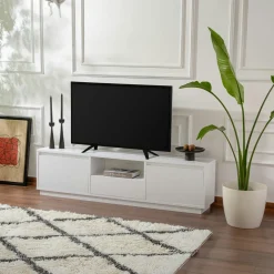 Meubles Tv En Bois|MARFA Meuble TV avec rangement - finition effet pin