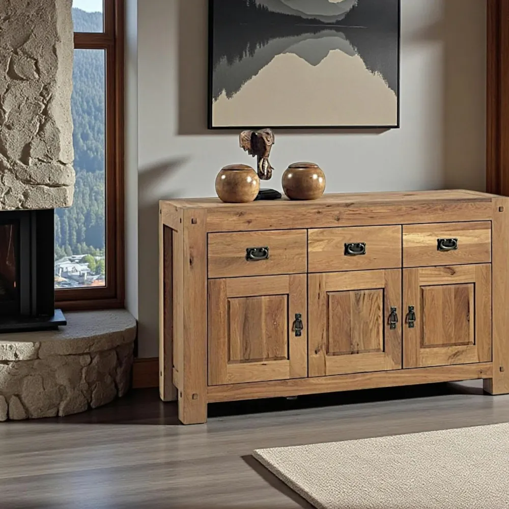 Meubles Tv Scandinaves|Meubles Tv En Bois|Fjord Meuble TV bois de chêne 3 tiroirs