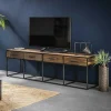 Meubles Tv En Bois|WELLINGTON Meuble tv bois recyclé brut acier 4 tiroirs