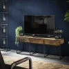 Meubles Tv En Bois|WELLINGTON Meuble tv bois recyclé brut acier 3 tiroirs