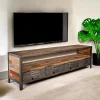 Meubles Tv Industriels|Meubles Tv En Bois|Caravelle Meuble TV bois recyclé métal 4 tiroirs