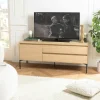 Meubles Tv En Bois|MAYENCE Meuble TV contemporain bois couleur naturelle 1 porte 2 tiroirs