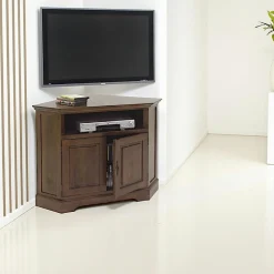 Meubles Tv D'Angle|Meubles Tv En Bois|Tradition Meuble TV d'angle 2 portes hévéa 105cm