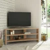 Meubles Tv En Bois|MARFA Meuble TV d'angle rangements ouverts - effet bois clair