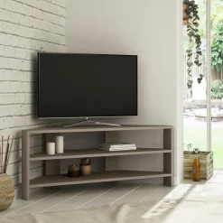 Meubles Tv En Bois|MARFA Meuble TV d'angle rangements ouverts - finition moka