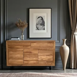 Meubles Tv En Bois|ESSEN Meuble tv design en bois de chêne finition miel, 2 portes