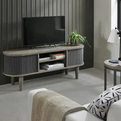 Meubles Tv En Bois|HOUSTON Meuble tv en bois avec accordéon