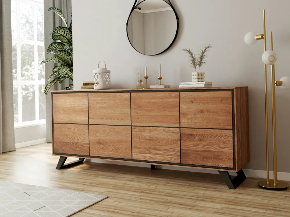 Meubles Tv En Bois|PALERME Meuble tv en bois de chêne huilé et pieds obliques