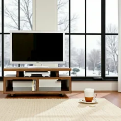 Meubles Tv En Bois|Helena Meuble TV hévéa 2 niches 120cm