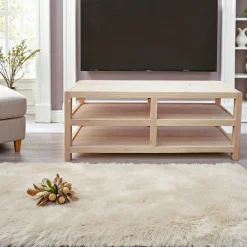 Meubles Tv En Bois|Helena Meuble TV Hévéa 4 niches 120x45x50cm