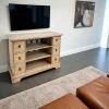 Meubles Tv En Bois|Maori Meuble TV Hévéa 6 tiroirs, 3 niches, fond ajouré effet croisé 98x39x72.6cm
