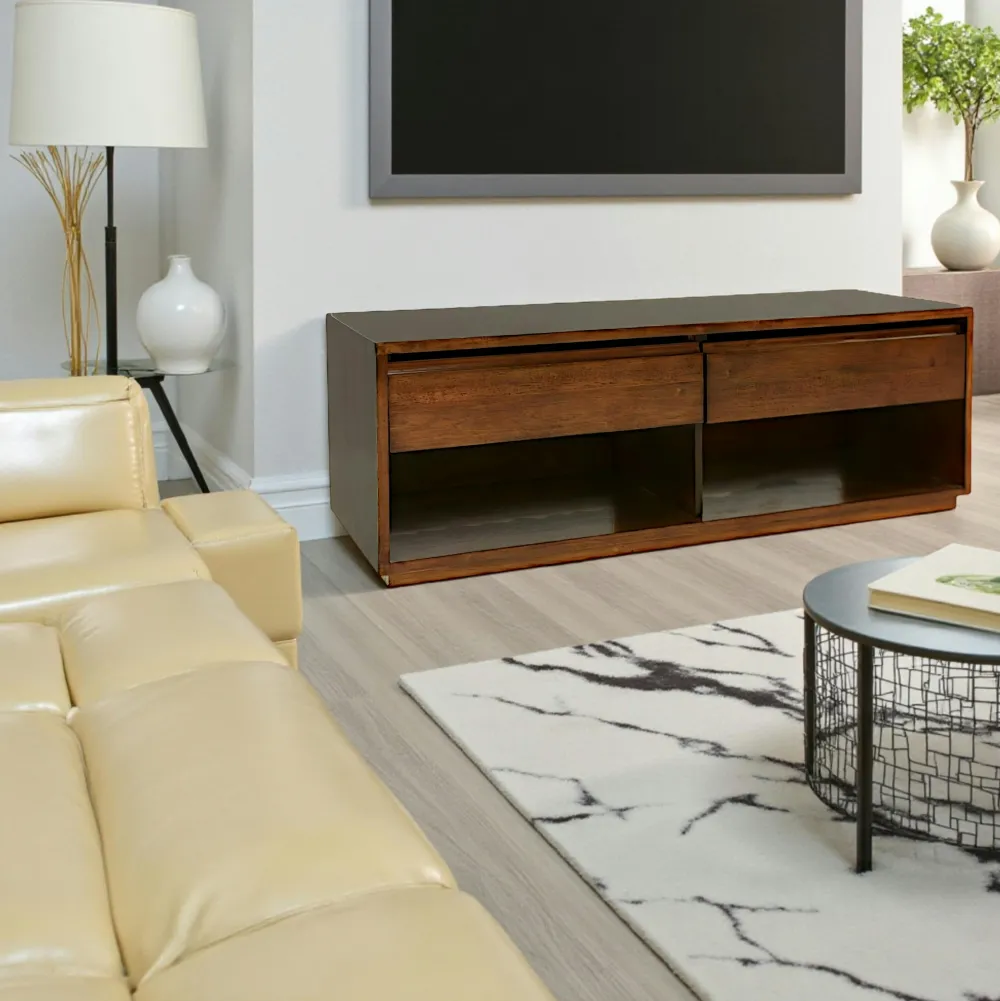 Meubles Tv Scandinaves|Meubles Tv En Bois|Baltic Meuble TV Hévéa 2 tiroirs, 2 niches basses 120x45x45cm