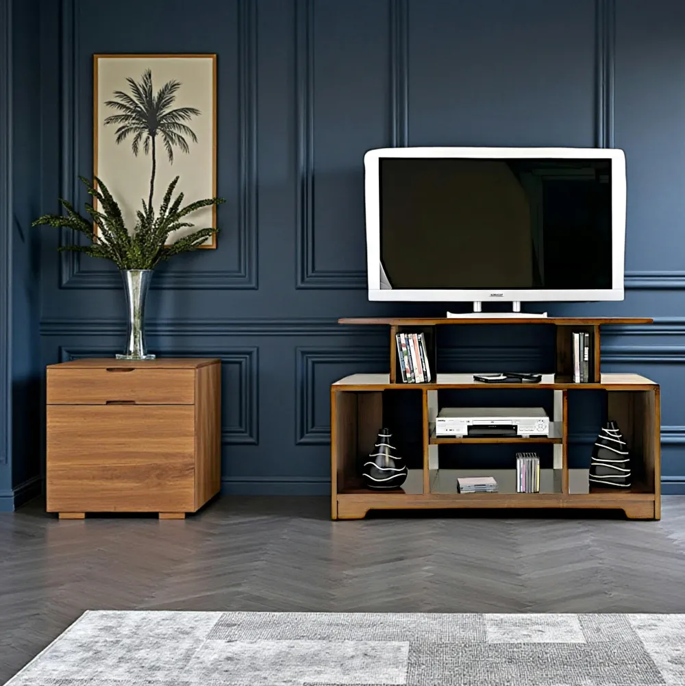 Meubles Tv En Bois|Helena Meuble TV hévéa 124cm