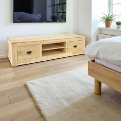 Meubles Tv En Bois|Helena Meuble TV hévéa 150x40cm