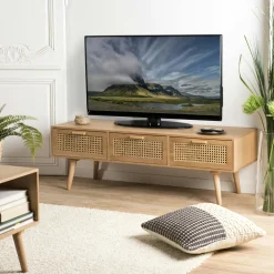 Univers Déco·Scandinave Hygge|Meubles Tv Vintage|ALGA Meuble tv moderne avec cannage