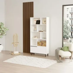 Meubles Tv En Bois|JENA Meuble TV moderne effet bois clair - 2 niches traversantes