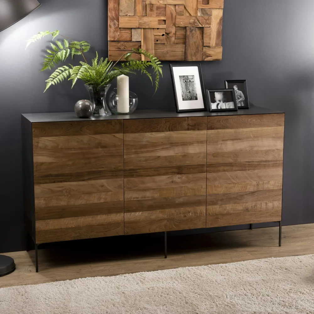 Meubles Tv En Bois|PANAMA Meuble tv moderne teck recyclé 2 portes