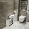 Meubles De Salle De Bains·Rangement Salle De Bains|MARFA Meuble WC blanc, 2 tiroirs rangement 1 porte