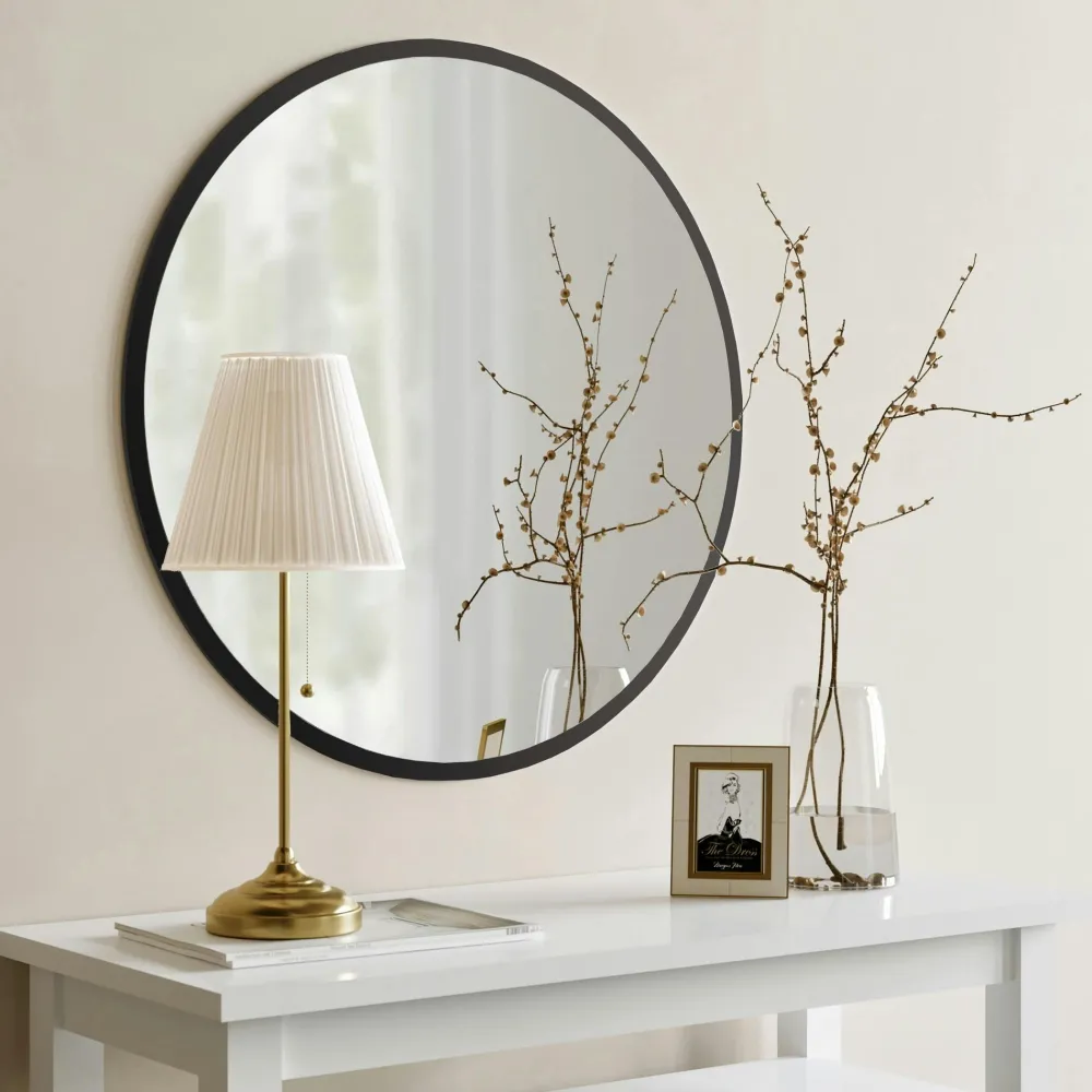 Miroirs|CODY Miroir d'entrée noir Ø60 cm - style contemporain