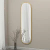 Miroirs|CODY Miroir d'entrée ovale cadre effet bois 117 cm - moderne