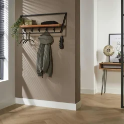 Miroirs|CODY Miroir d'entrée ovale cadre effet bois 117 cm - moderne