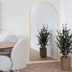 Miroirs|HILO Miroir d'entrée rond avec étagère en bois brun