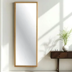 Miroirs|IENA Miroir d'entrée vertical - cadre bois clair 140 cm
