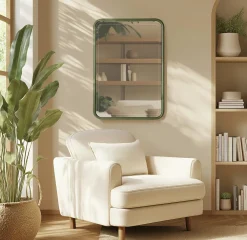 Miroirs|BAGAN Miroir fenêtre pin et métal vert