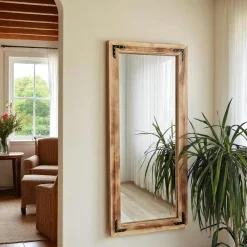 Miroirs|HILO Miroir mural en bois brun - format vertical