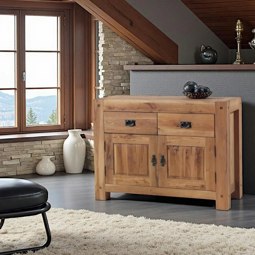 Miroirs|Fjord Miroir mural en bois naturel avec cadre épais - 150 cm