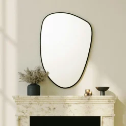 Miroirs|CODY Miroir mural organique cadre noir 91 cm - style moderne