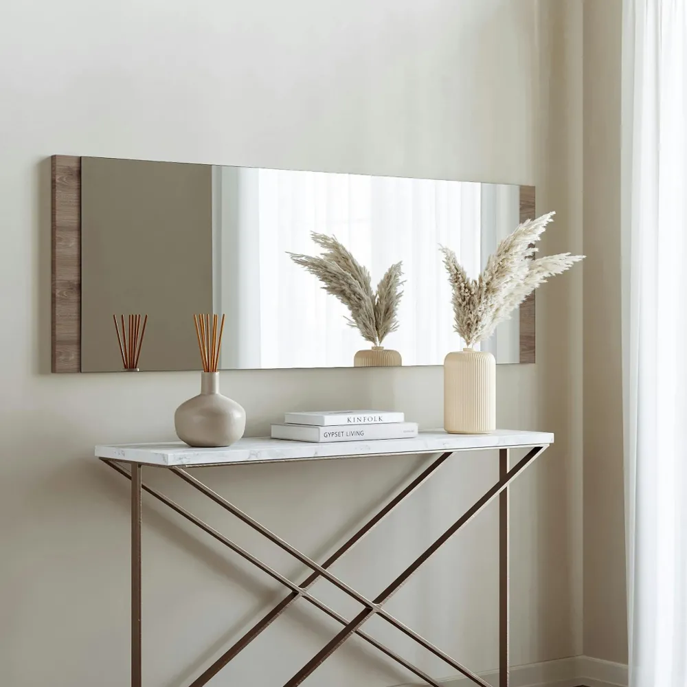 Miroirs|CODY Miroir mural rectangulaire effet noyer - 120 cm