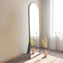 Miroirs|CODY Miroir plein pied moderne ovale effet bois clair, 160 cm