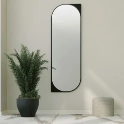 Miroirs|CODY Miroir plein pied noir - forme capsule 152 cm