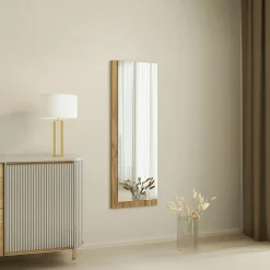 Miroirs|CODY Miroir rectangulaire mural demi-cadre effet noyer 120 cm