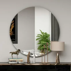 Miroirs|CODY Miroir rond à bord noirØ70 cm - style moderne